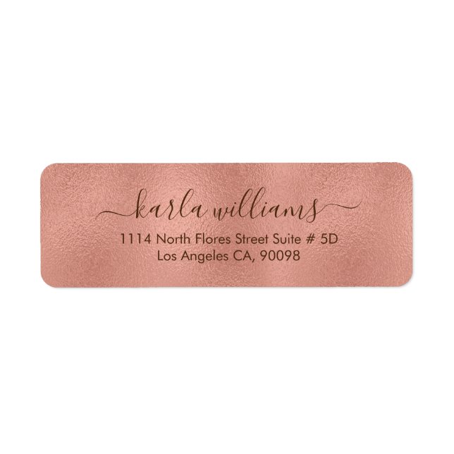 Metallic modern rose-gold texture label (Front)