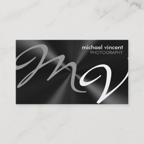 Metallic Monogram Photographer Business Card