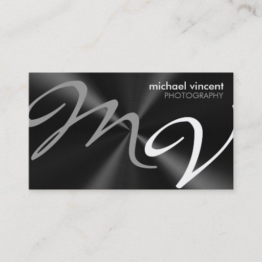 Customizable Metallic Monogram Photographer Business Card