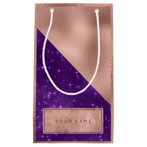 Metallic Name Rose Gold Name Purple Violet Spark Small Gift Bag