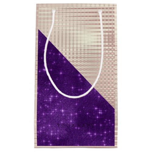 Metallic Name Rose Gold Purple Violet Geometry Small Gift Bag