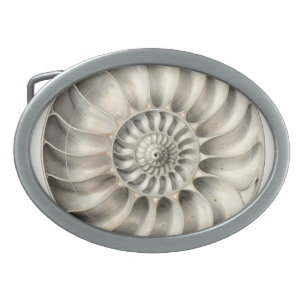 Metallic Nautilus Shell Spiral Geometric Belt Buckle