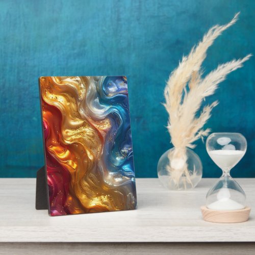Metallic Oil Slick Tabletop Plaque with Easel
