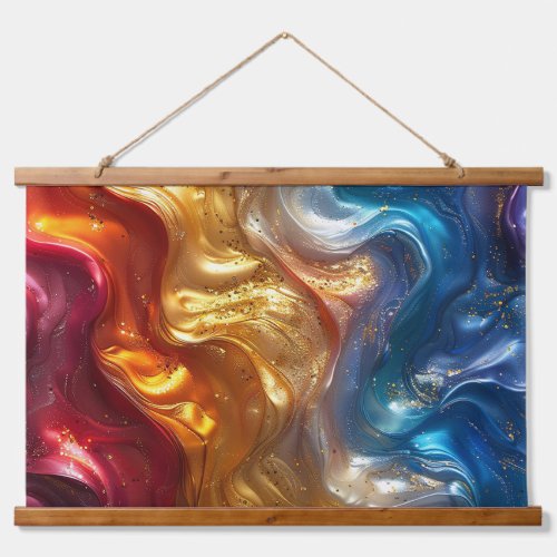 Metallic Oil Slick Wood Topped Tapestry