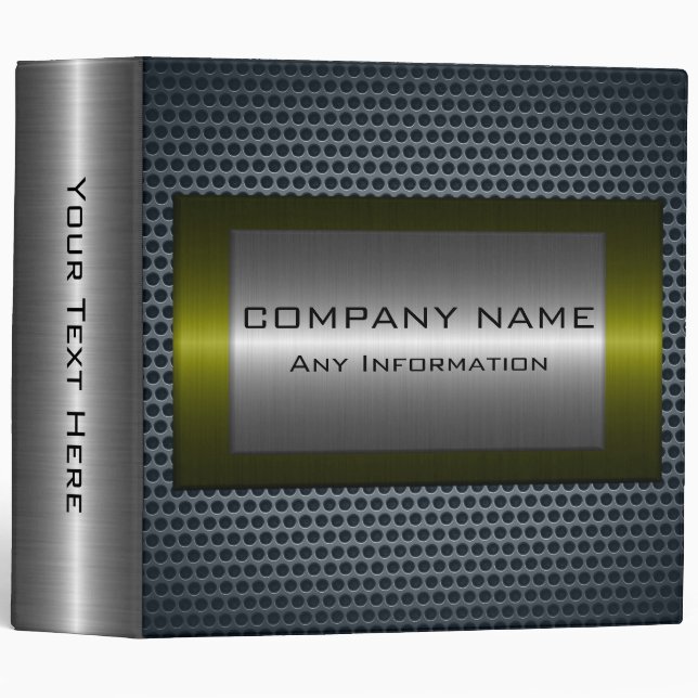 Metallic Olive Stainless Gray Steel Hole Look 3 Ring Binder (Front/Spine)