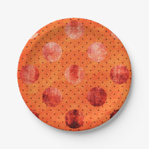 Metallic orange and copper polka dot paper plate