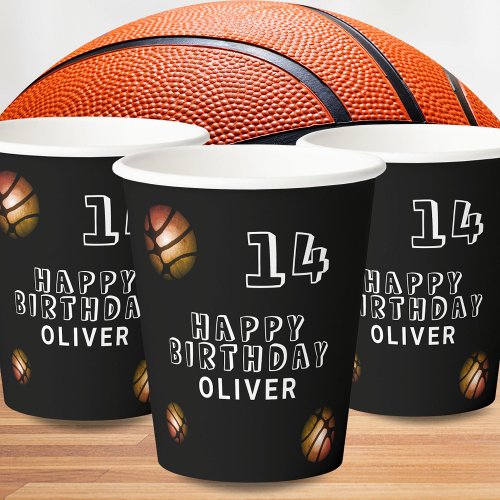 Metallic Orange Basketball Ball Birthday Party Pap Paper Cups