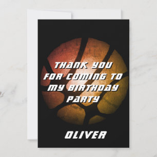 Metallic Orange Basketball Ball Birthday Thank You Card