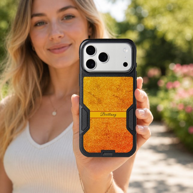Metallic Orange Glitter Abstract Name iPhone 17 Pro Max Case (Metallic Orange Glitter Abstract Name iPhone 17 Pro Max Case)