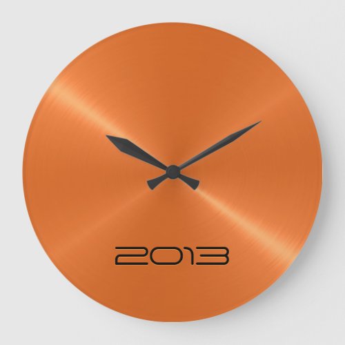 Metallic Orange Stainless Steel Metal Large Clock