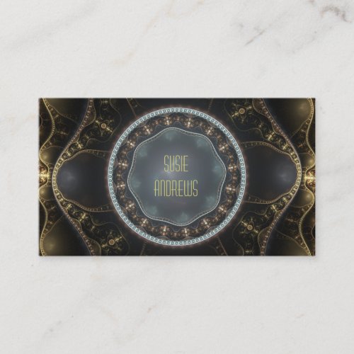 Metallic Ornate Steampunk Fractal Image Business Card