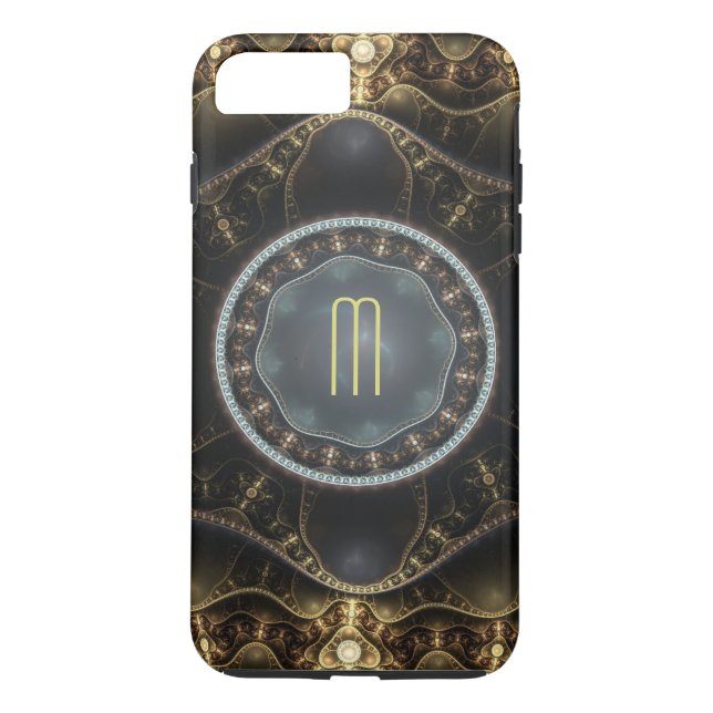 Metallic Ornate Steampunk Fractal Monogram Case-Mate iPhone Case (Back)