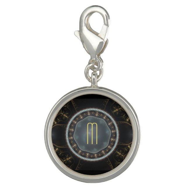 Metallic Ornate Steampunk Fractal with Monogram Charm (Front)