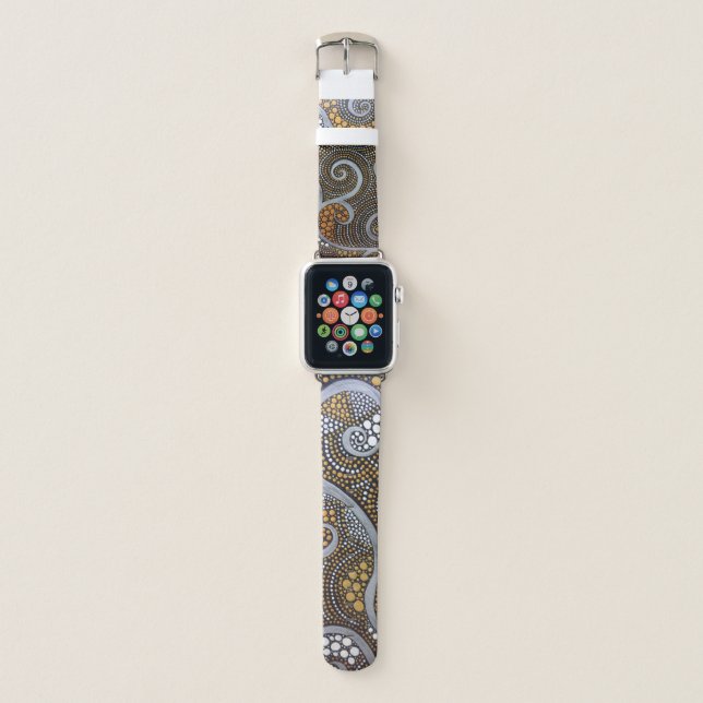 Metallic Painted  Boho Swirls and Dots Apple Watch Band (Front)