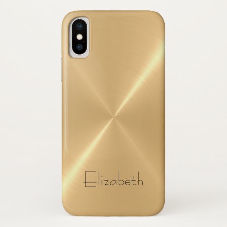 Metallic Pale Gold Stainless Steel Metal Look Iphone X Case
