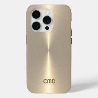 Metallic Pale GoldTexture Stainless Steel Look iPhone 15 Pro Case