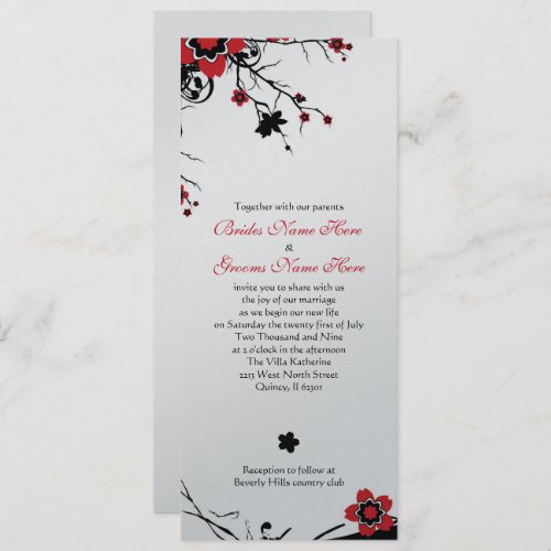 Metallic Paper Cherry Blossom Wedding Invite