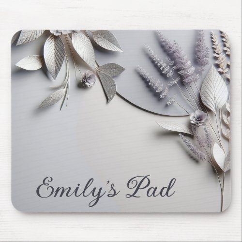 Metallic Paper Flowers On Silver Mouse Pad