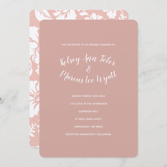 Metallic Paper Rose Gold Wedding Invitations (Front/Back)