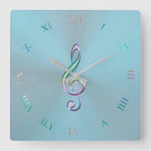 Metallic Pastel Music Clef Clock
