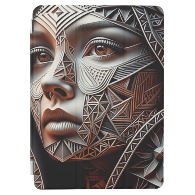 Metallic Pearlescent Geometric Woman's Face iPad Air Cover (Front)