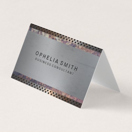 Metallic perforated  Rusted Metal Business Card