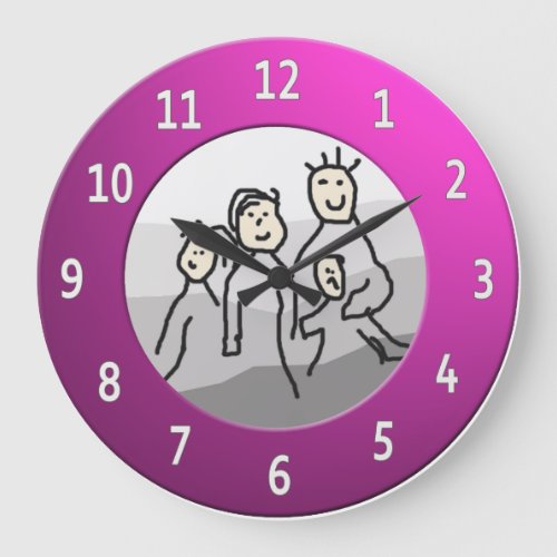 Metallic Personalize Round Pink Framed Photo Large Clock