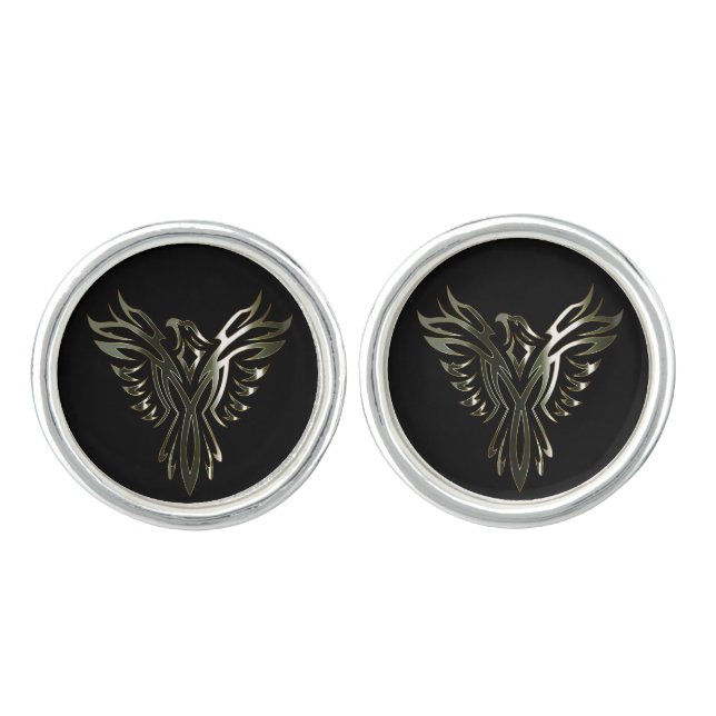 Metallic Phoenix Cufflinks (Front)