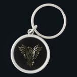 Metallic Phoenix Keychain<br><div class="desc">Classic metallic silver and black design of a silver phoenix emblem set against a black background on gifts and accessories, all available to customize and make personal to you.</div>