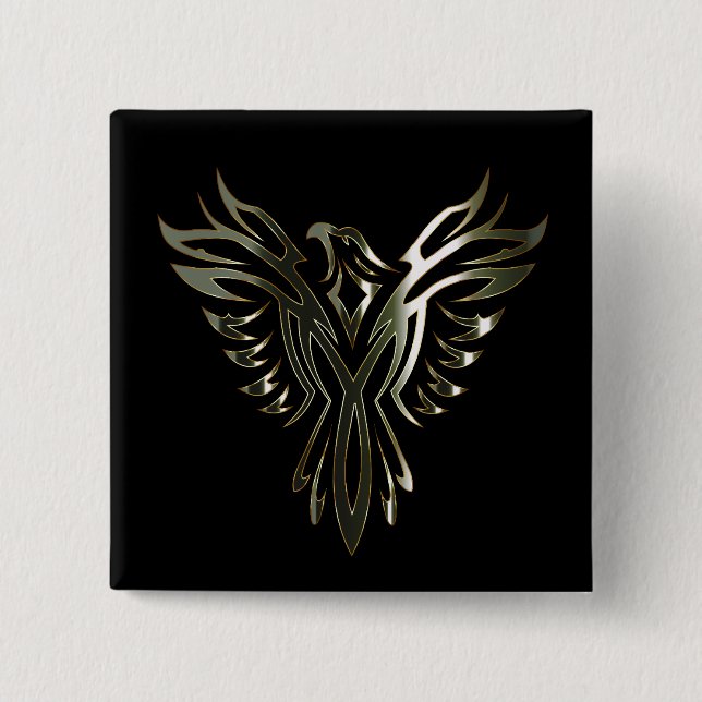 Metallic Phoenix Pinback Button (Front)