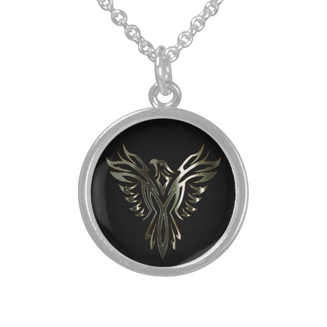 Metallic Phoenix Sterling Silver Necklace (Front)