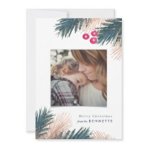 Metallic Pine Boughs and Berries Christmas Card