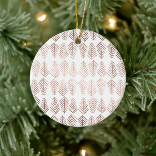 Metallic pine trees pattern _ copper ceramic ornament