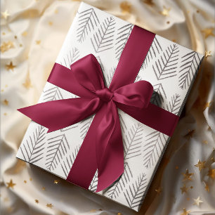 Metallic pine trees - silver wrapping paper sheets