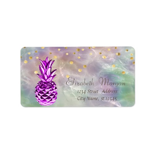 Metallic Pineapple Confetti Holographic Pearl  Label