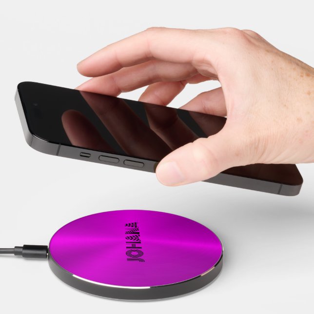 Metallic pink background wireless charger  (Hand)