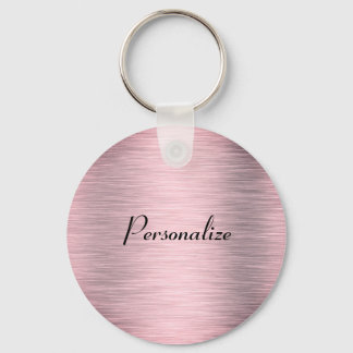Metallic Pink Gold Classic Round Sticker Keychain
