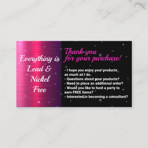 Metallic Pink Jewelry Business Card