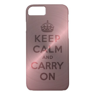 Metallic Pink Keep Calm And Carry On iPhone 8/7 Case