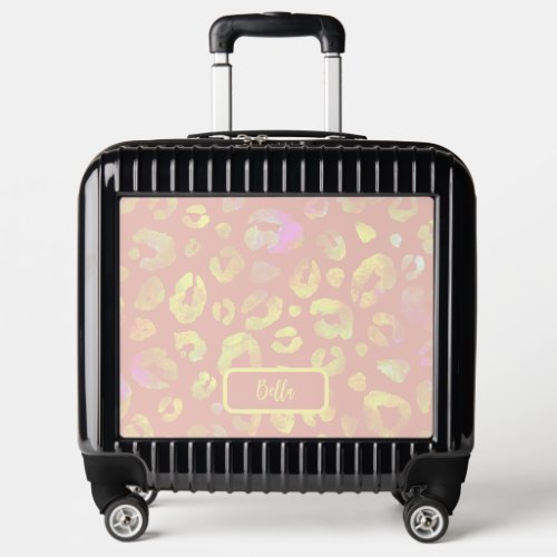 Metallic Pink Leopard Pattern Luggage