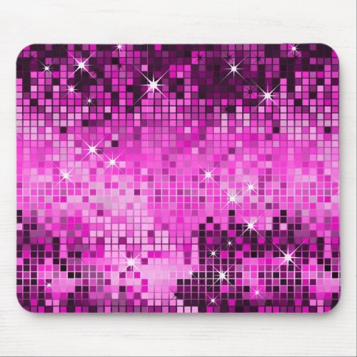 Metallic Pink Sequins Look Disco Mirrors Bling Mouse Pad
