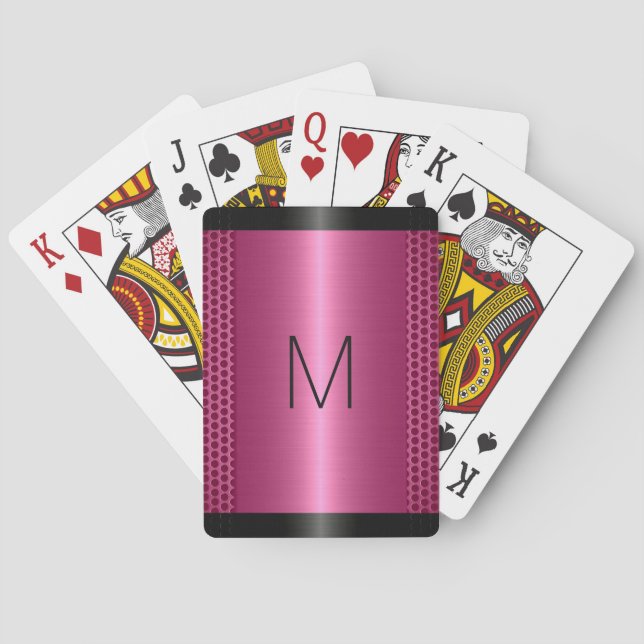 Metallic Pink Stainless Steel Metal Look Poker Cards (Back)