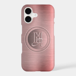 Metallic Pink Steel Engraved Monogram iPhone 17 Case