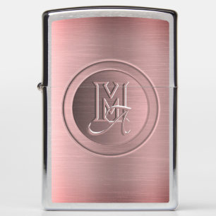 Metallic Pink Steel Engraved Monogram Zippo Lighter