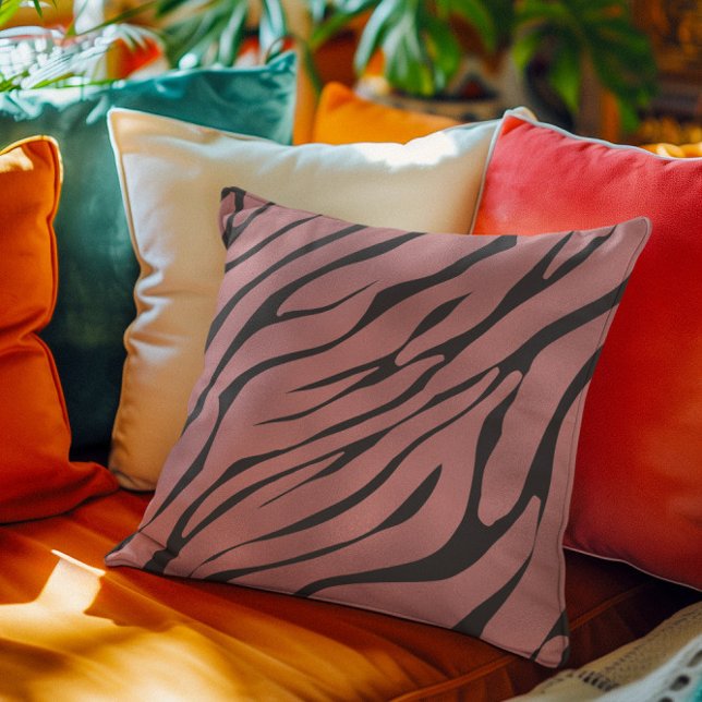 Metallic pink Zebra Pattern  Throw Pillow (Creator Uploaded)