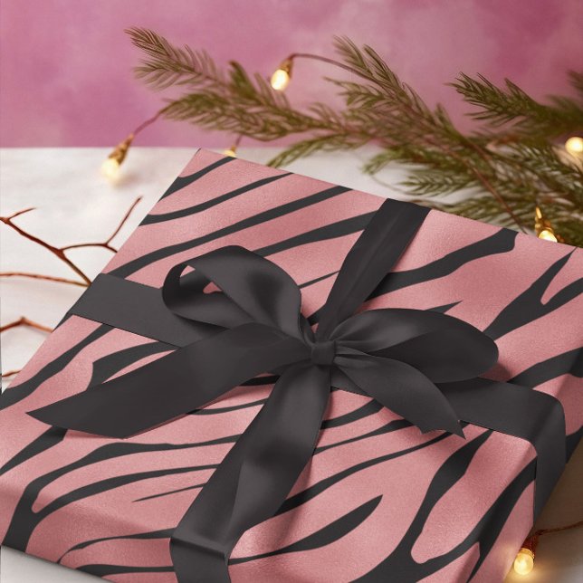 Metallic pink Zebra Pattern  Wrapping Paper (Creator Uploaded)