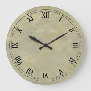 Metallic Plaster Faux Finish Wallclock Roman Numer