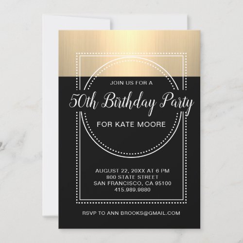 Metallic Platinum Gold 50th Birthday Party Invitation