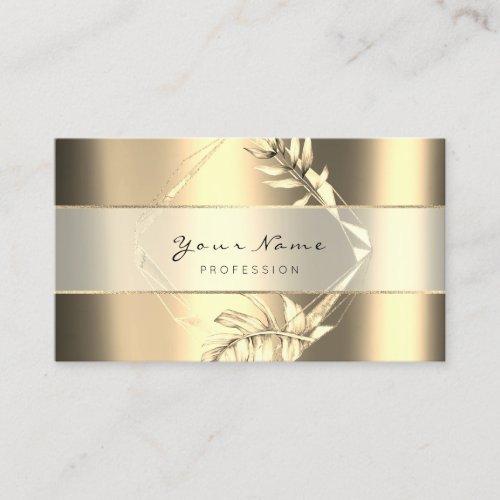 Metallic Poligonal Stripe Gold Sepia Foxier Floral Business Card