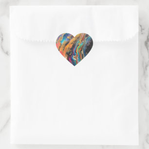 Metallic pour art heart sticker